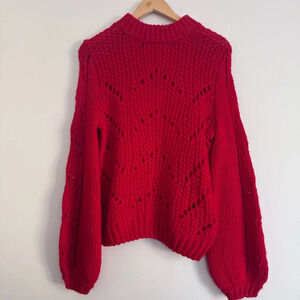 H&M eyelet knit sweater in red Size: S